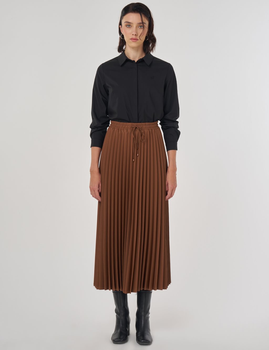 Pleated Skirt Brown