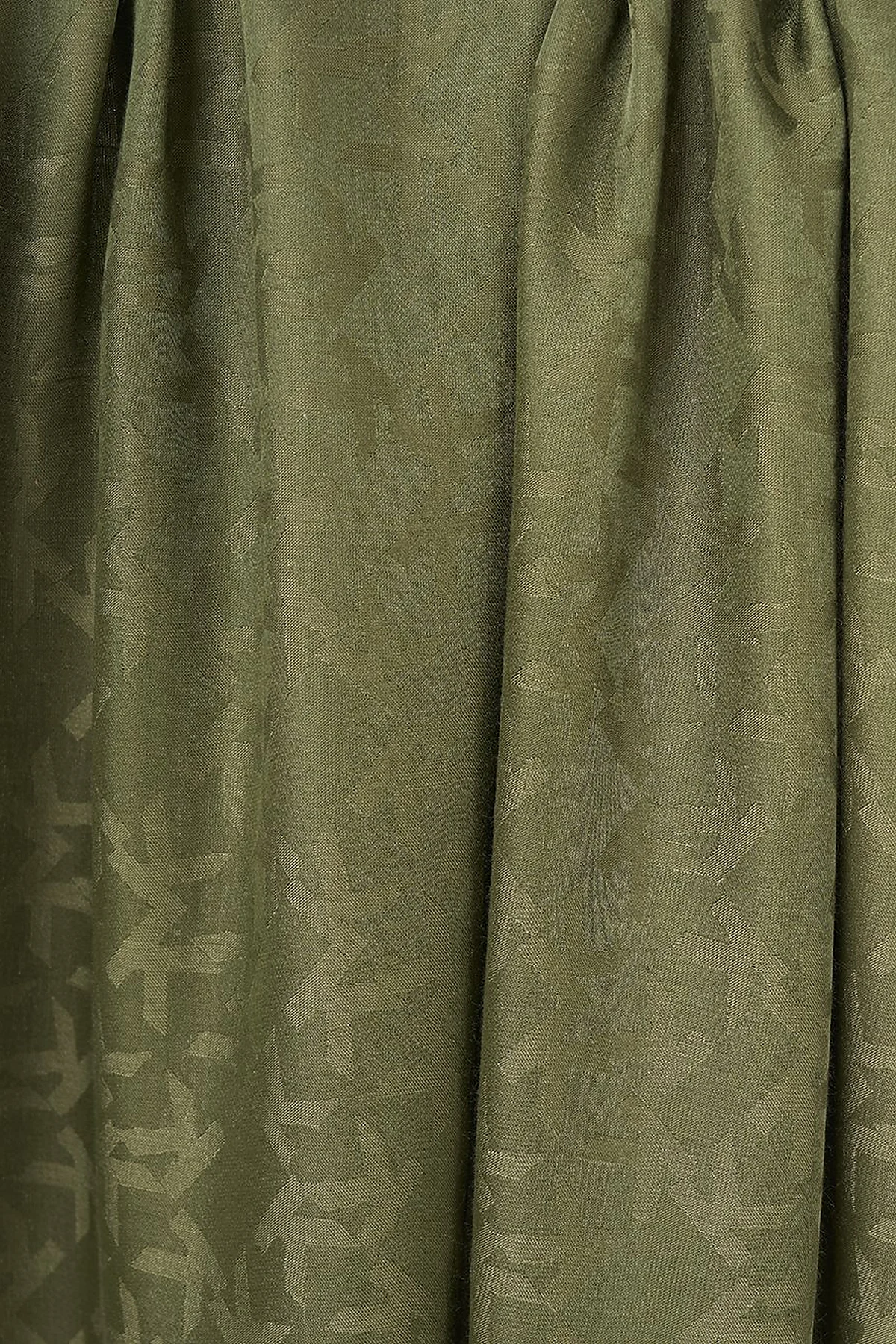 Jacquard Shawl with Logo Detail Khaki