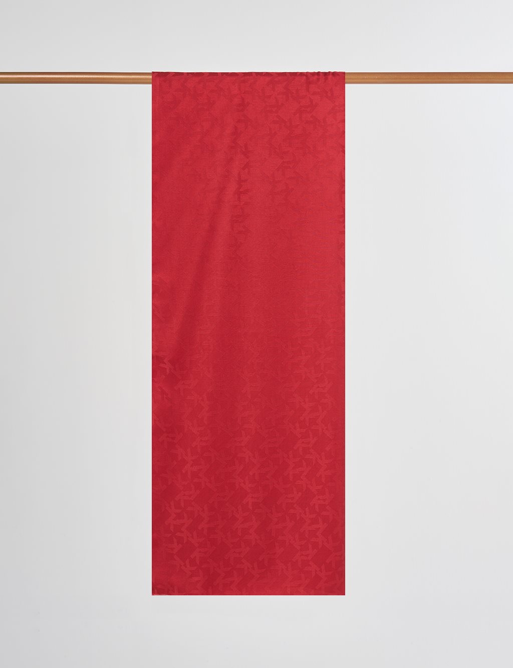 Jacquard Shawl with Logo Detail: Cherry Brown