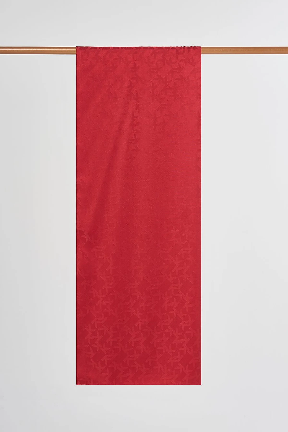 Jacquard Shawl with Logo Detail: Cherry Brown