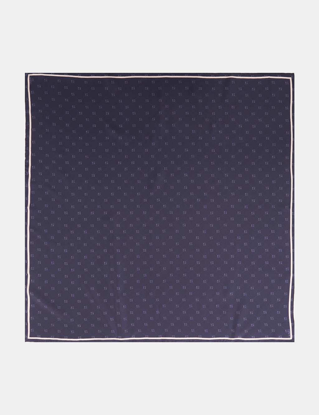 Cross Kayra Logo Silk Scarf Navy Blue