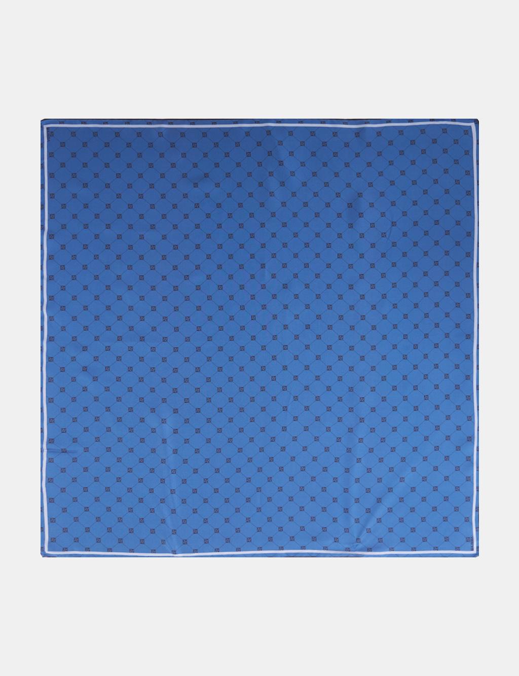 Çapraz Kayra Logolu İpek Eşarp İndigo