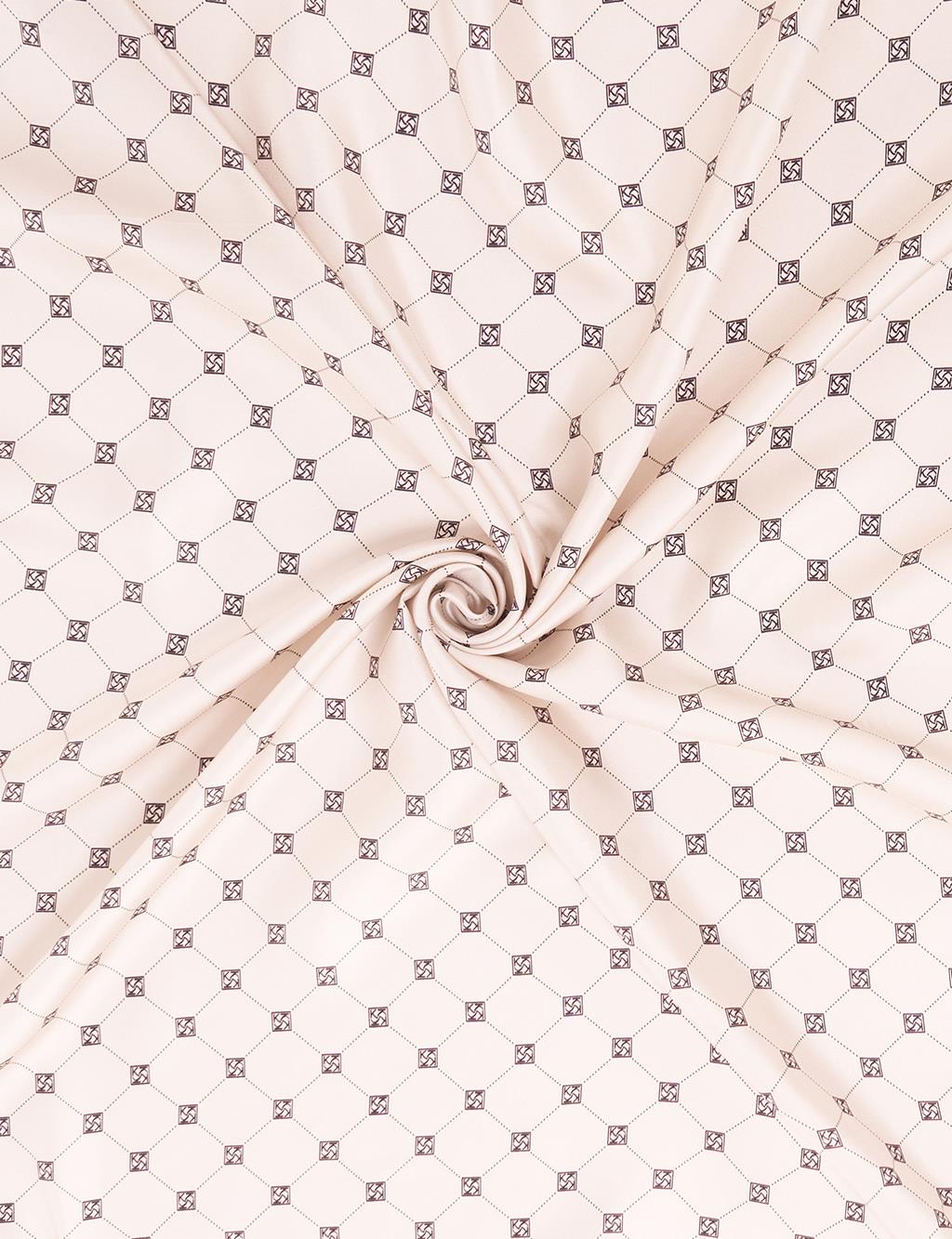 Çapraz Kayra Logolu İpek Eşarp Krem