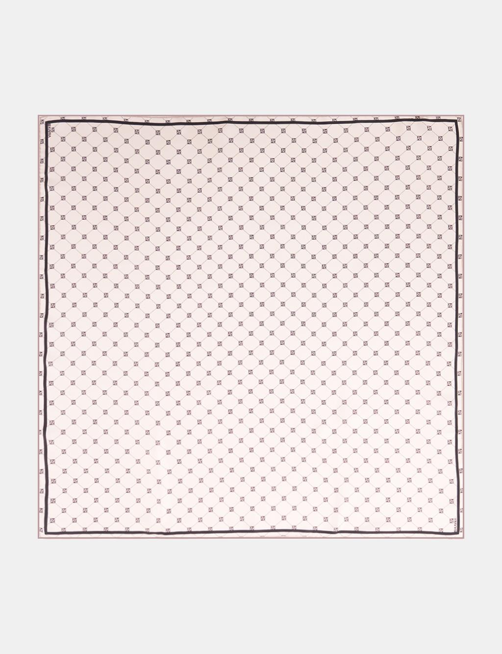 Çapraz Kayra Logolu İpek Eşarp Krem