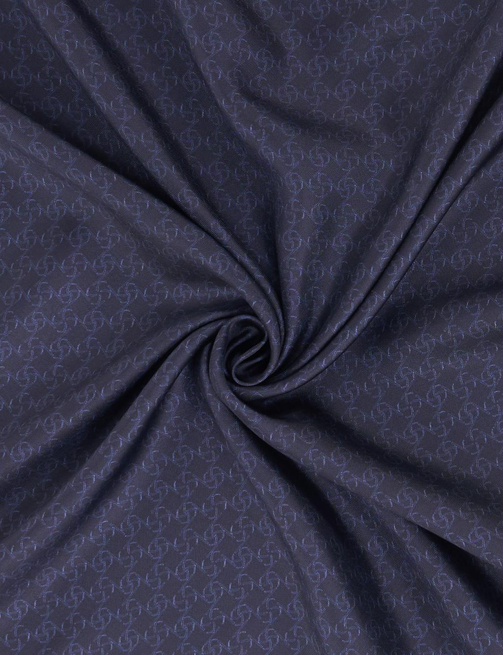 Monogram Pattern Silk Scarf Navy Blue