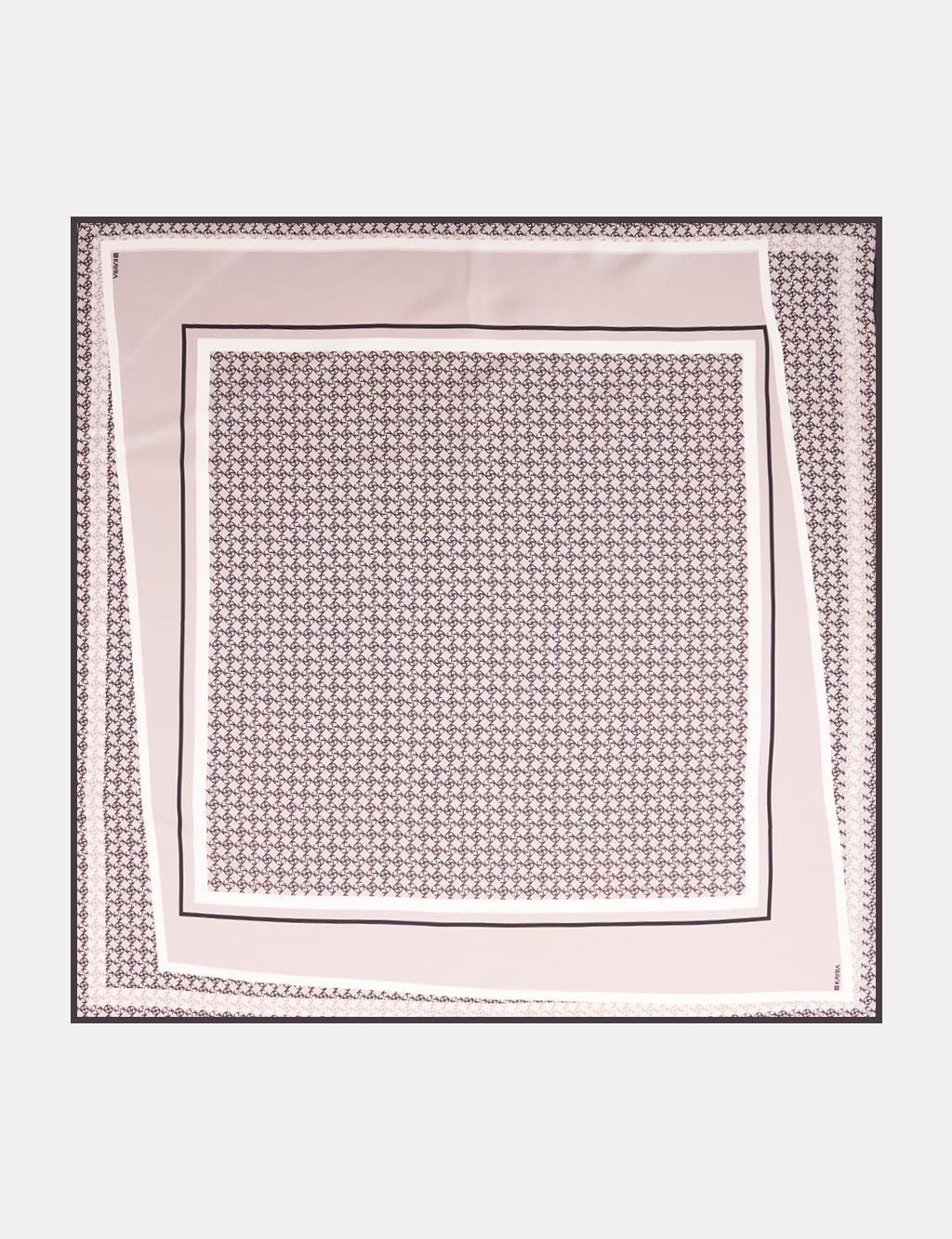 Monogram Pattern Silk Scarf Gray