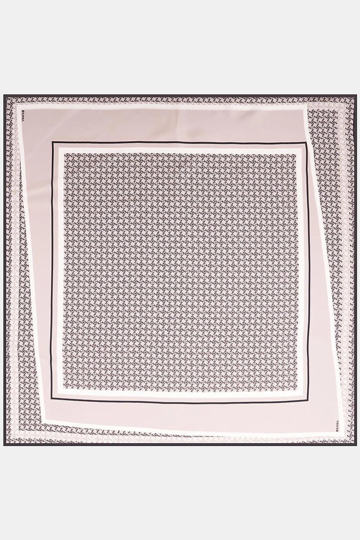 Monogram Desen İpek Eşarp Gri
