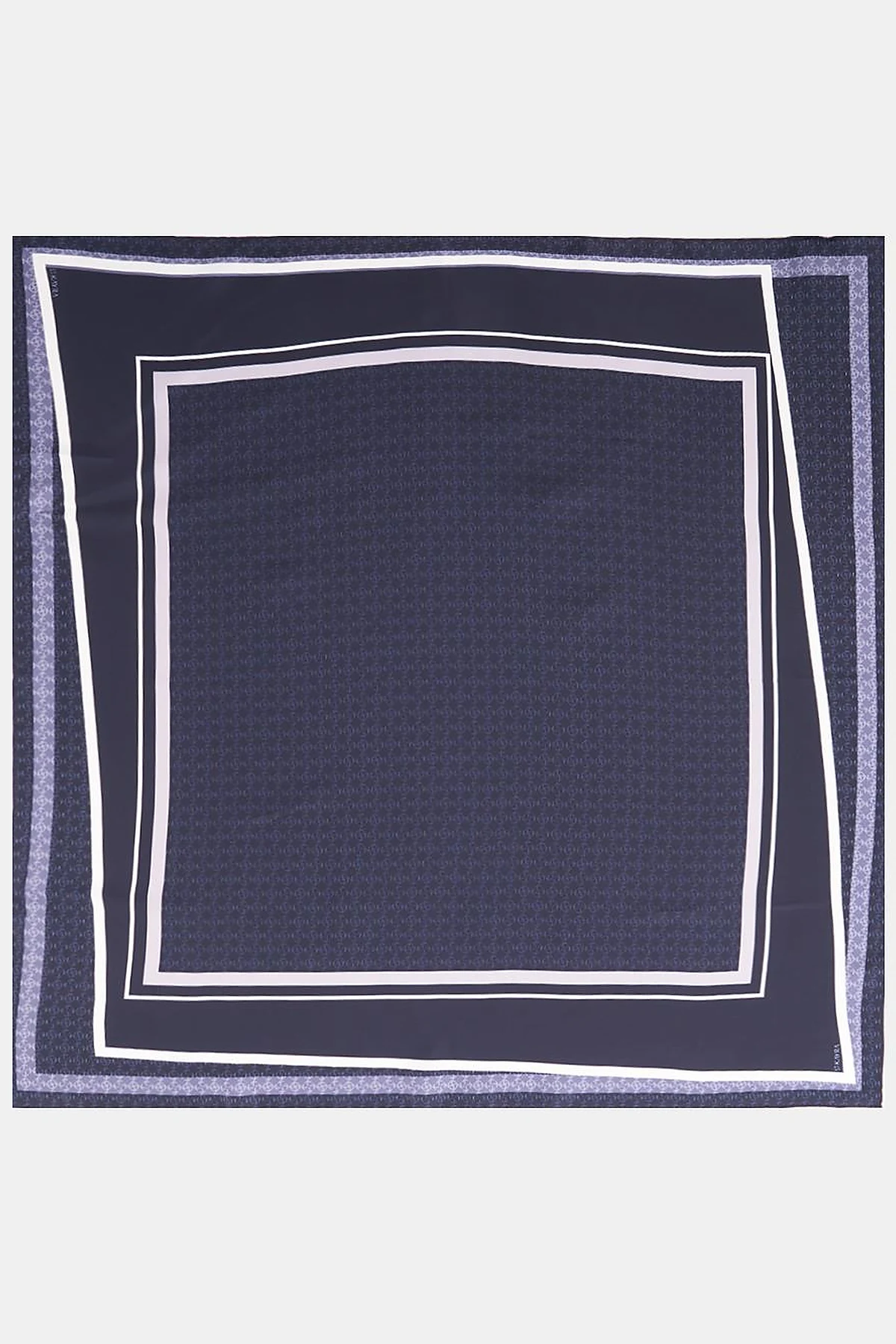Monogram Desen İpek Eşarp Lacivert