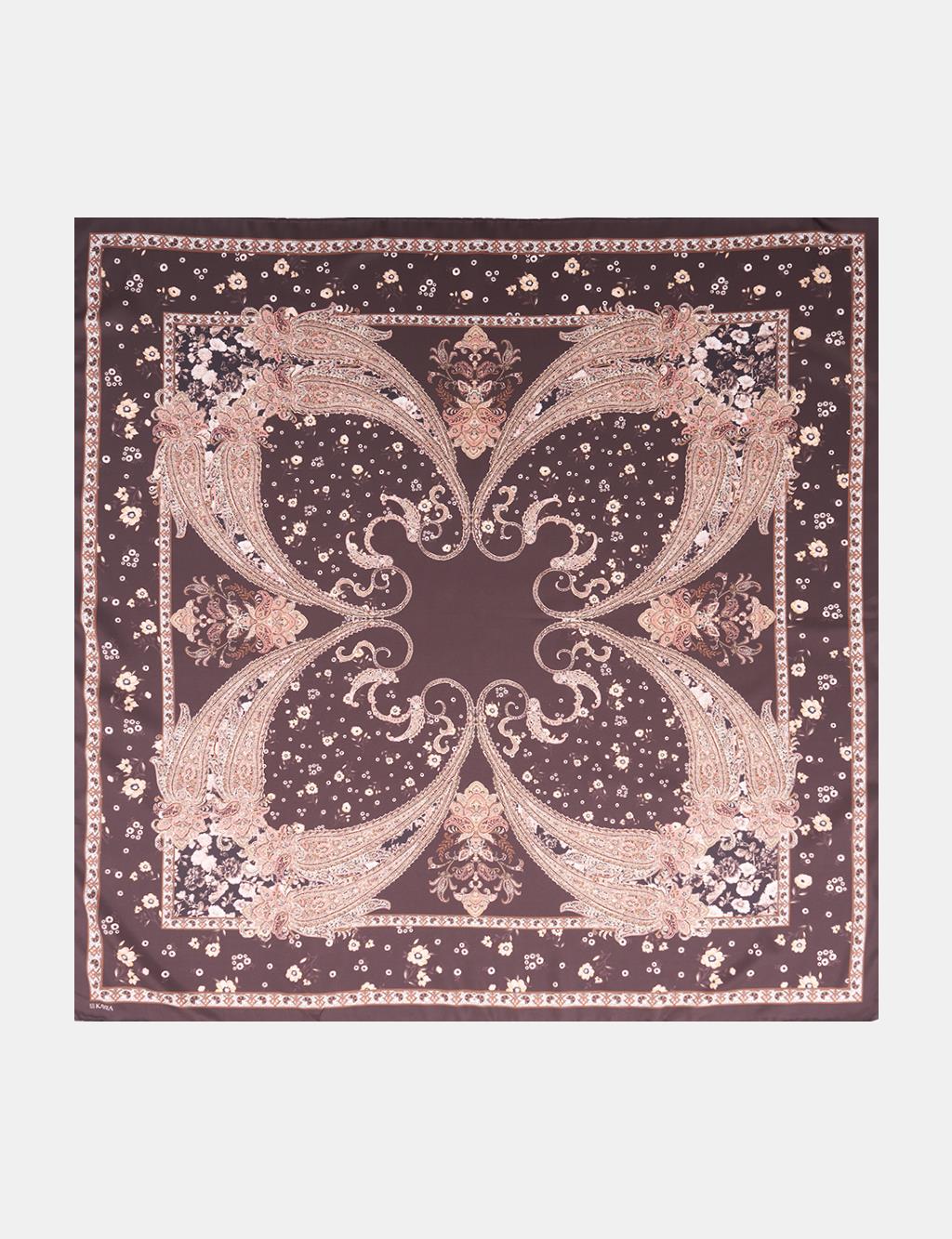 Etnik Desen Eşarp Koyu Kahve