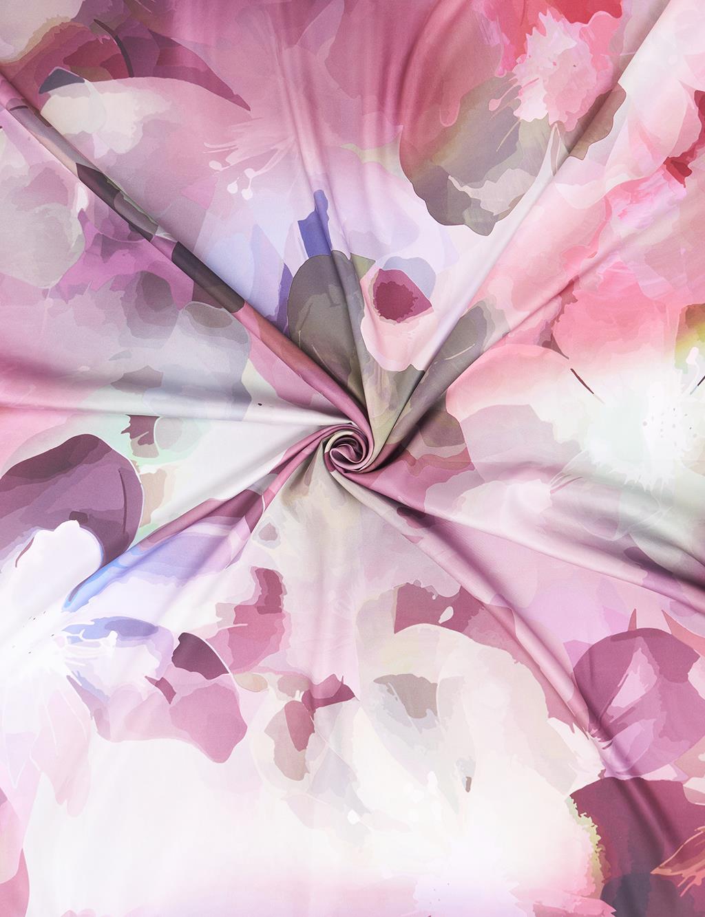 Soyut Çiçek Desenli Eşarp Pudra