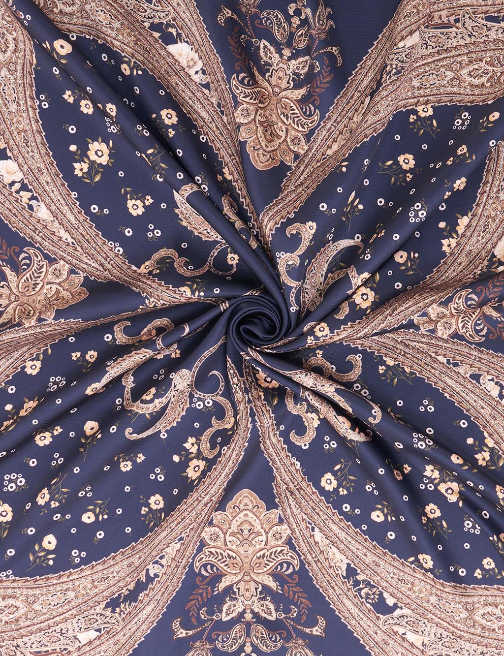 Etnik Desen Eşarp Lacivert