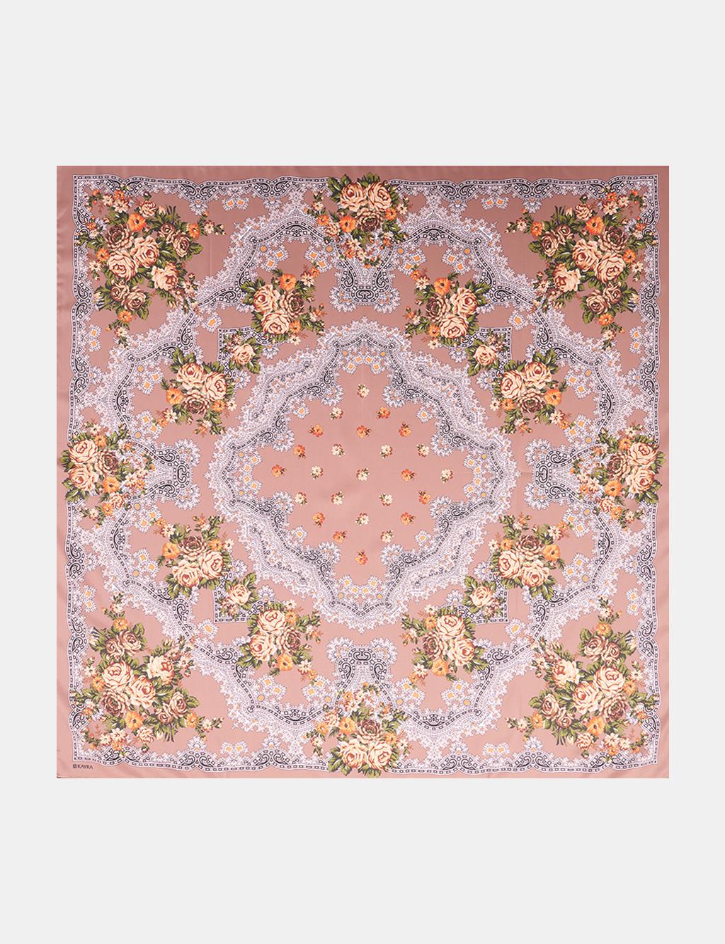 Retro Rose Scarf Camel