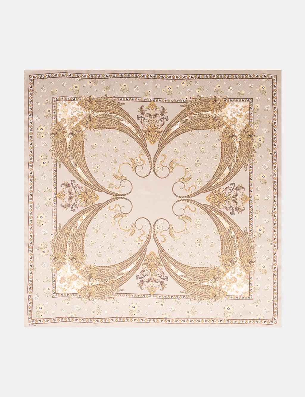 Ethnic Pattern Scarf Almond Green