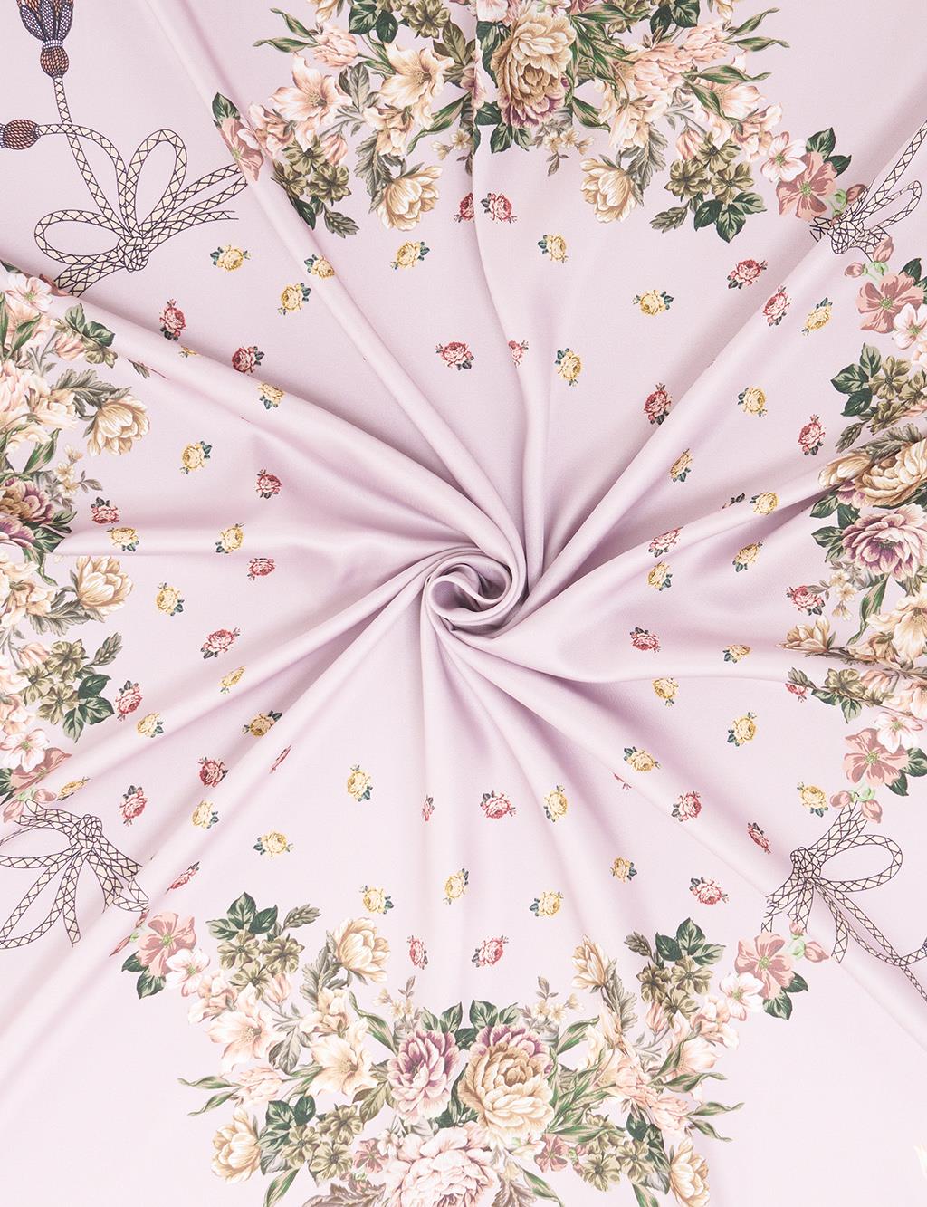 Minimal Çiçek Desenli Eşarp Taş