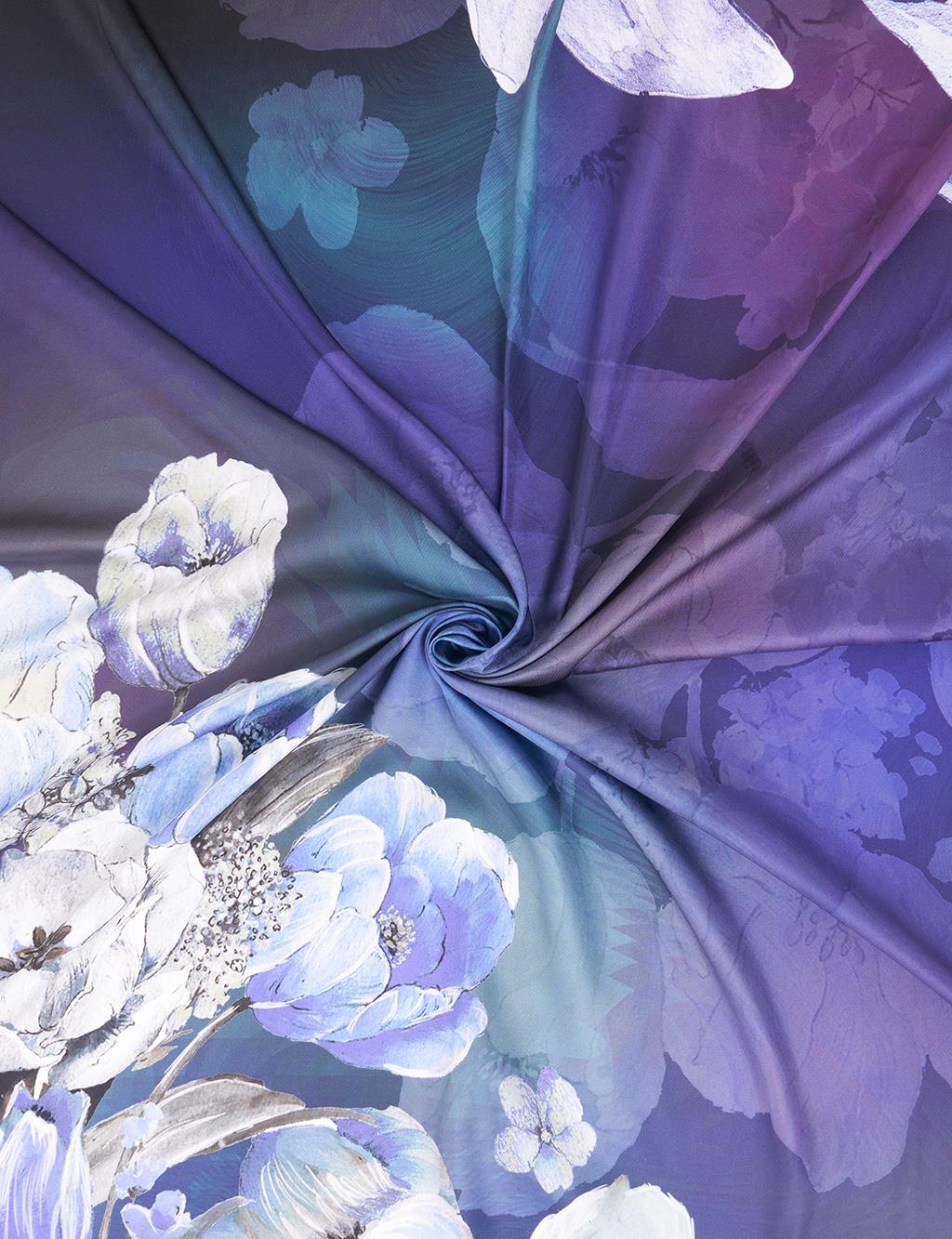 Çiçek Desenli Eşarp İndigo