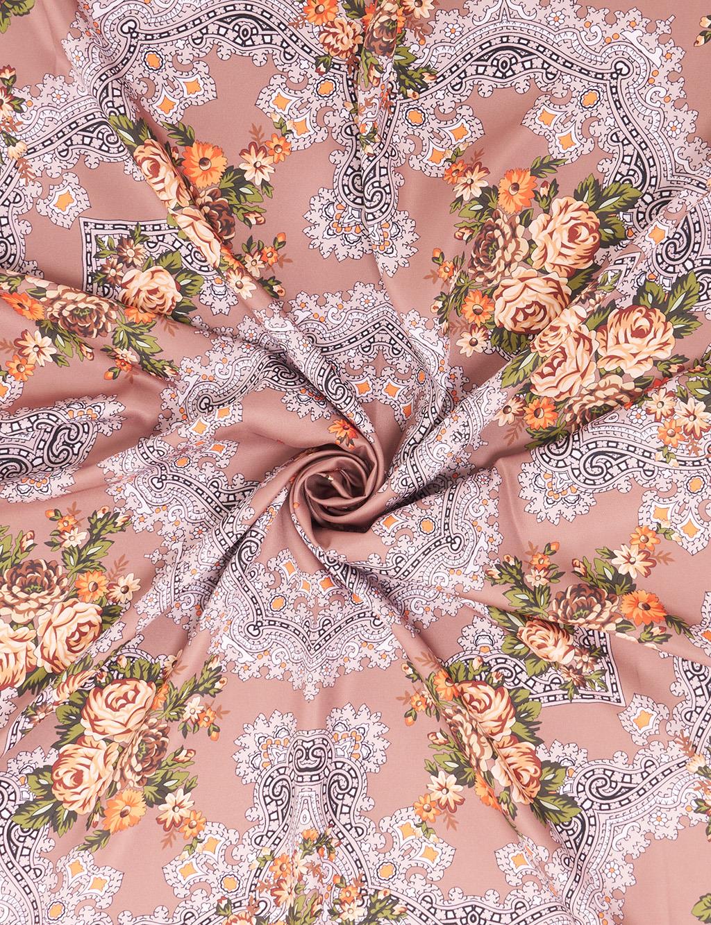 Retro Rose Scarf Camel