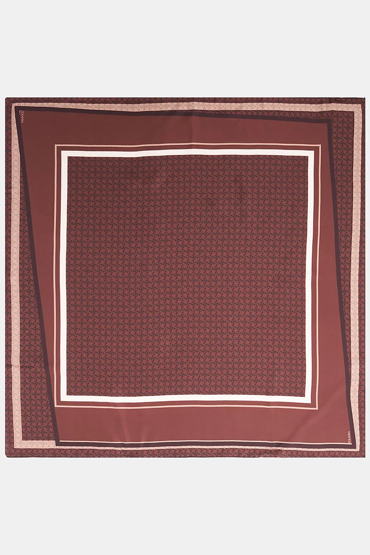 Monogram Desen İpek Eşarp Acı Kahve