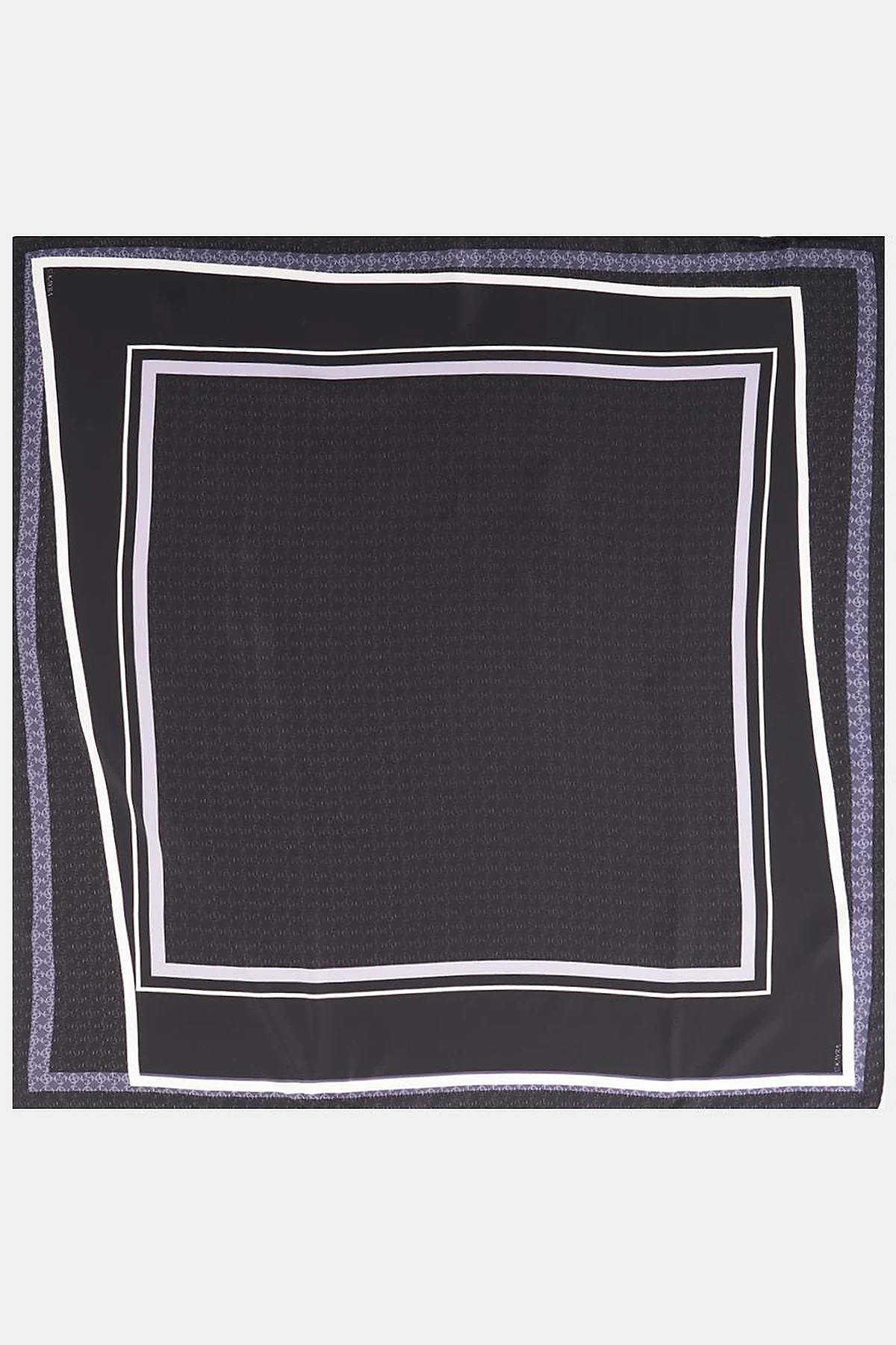 Monogram Desen İpek Eşarp Siyah