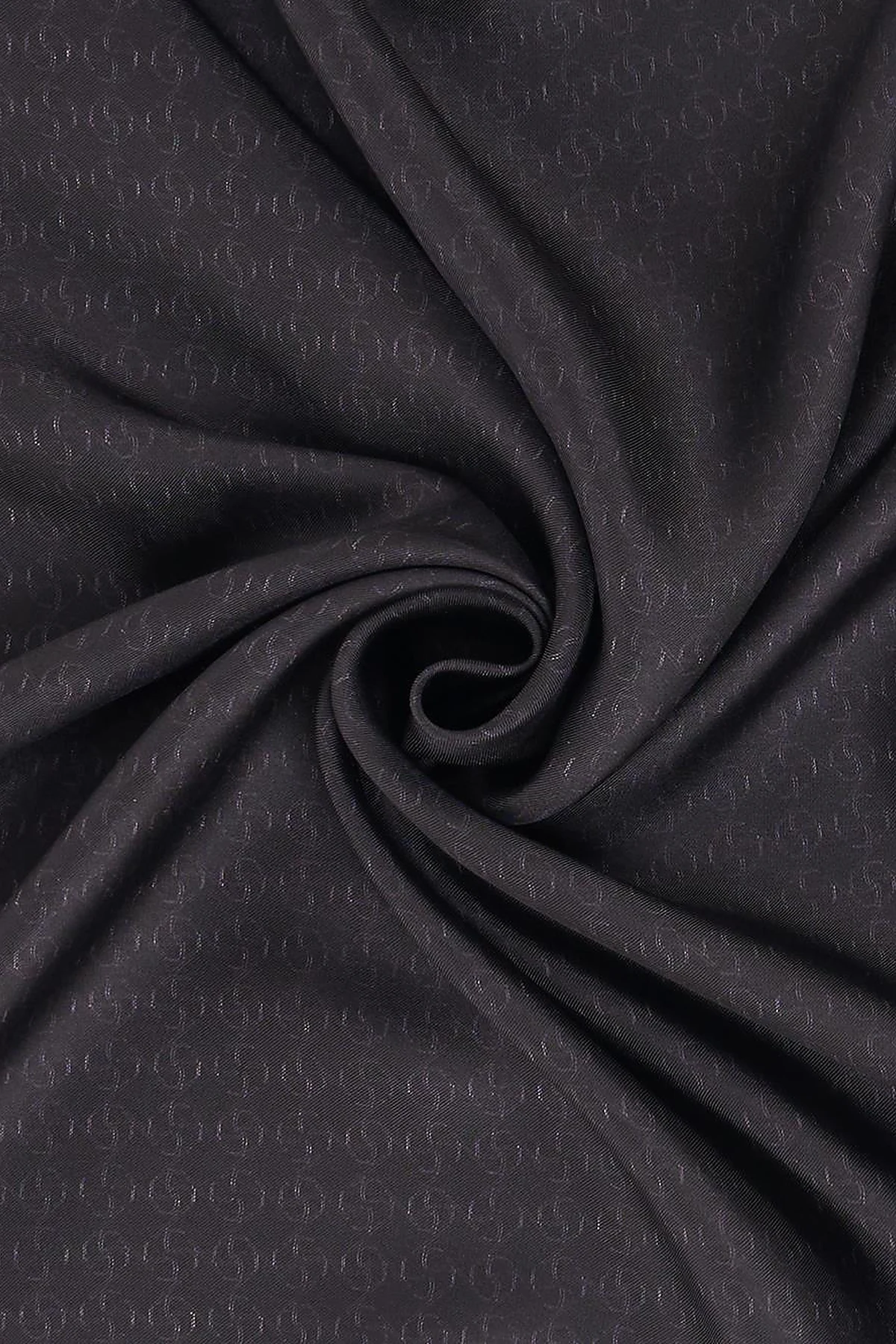 Monogram Desen İpek Eşarp Siyah