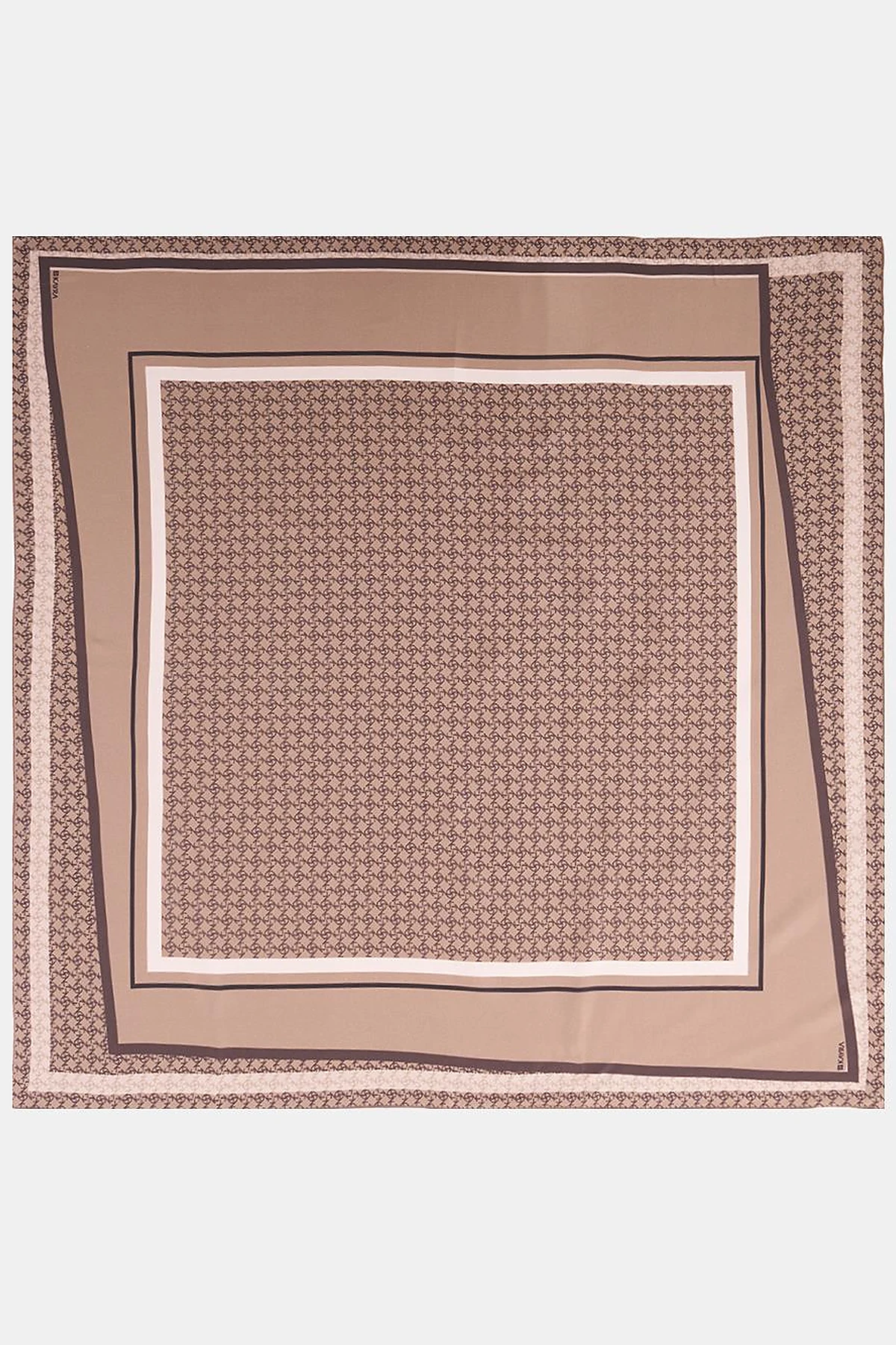 Monogram Desen İpek Eşarp Vizon