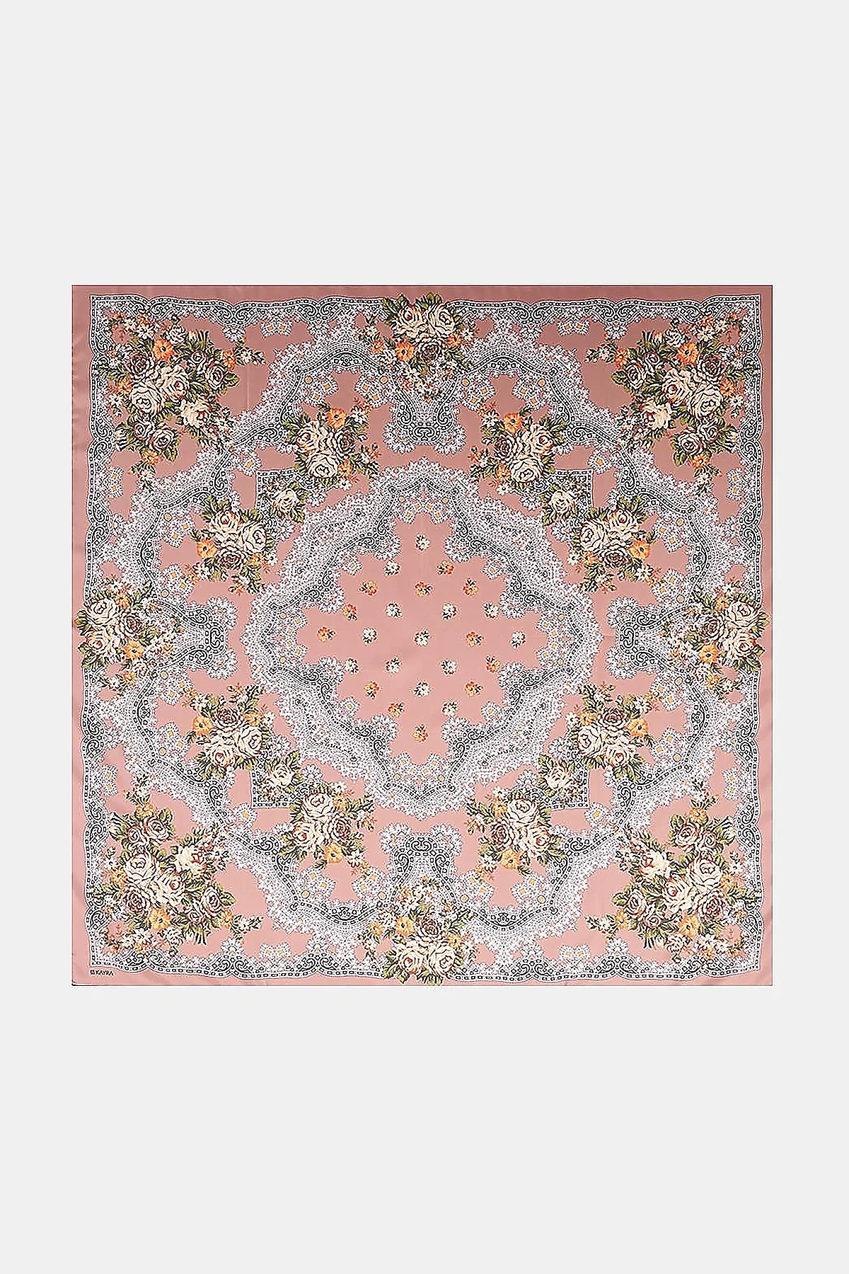 Retro Rose Scarf Camel