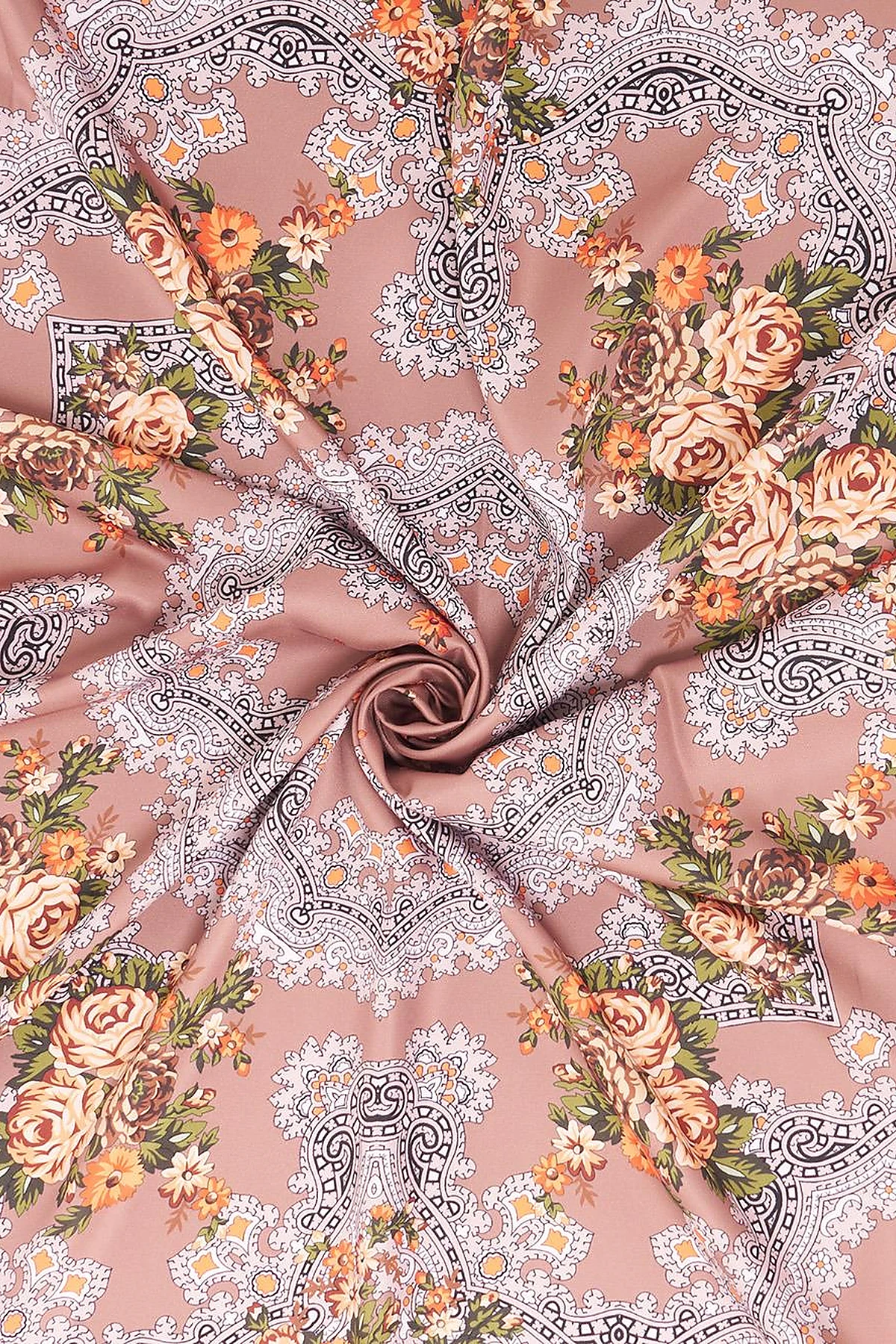 Retro Rose Scarf Camel