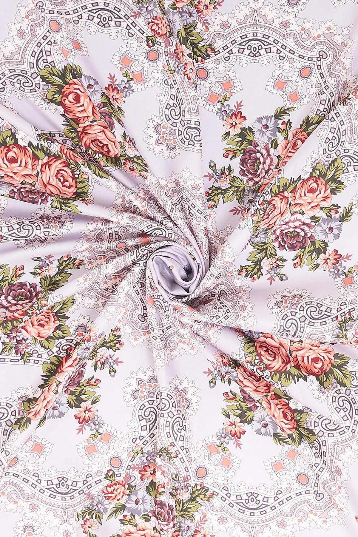 Retro Rose Scarf Gray