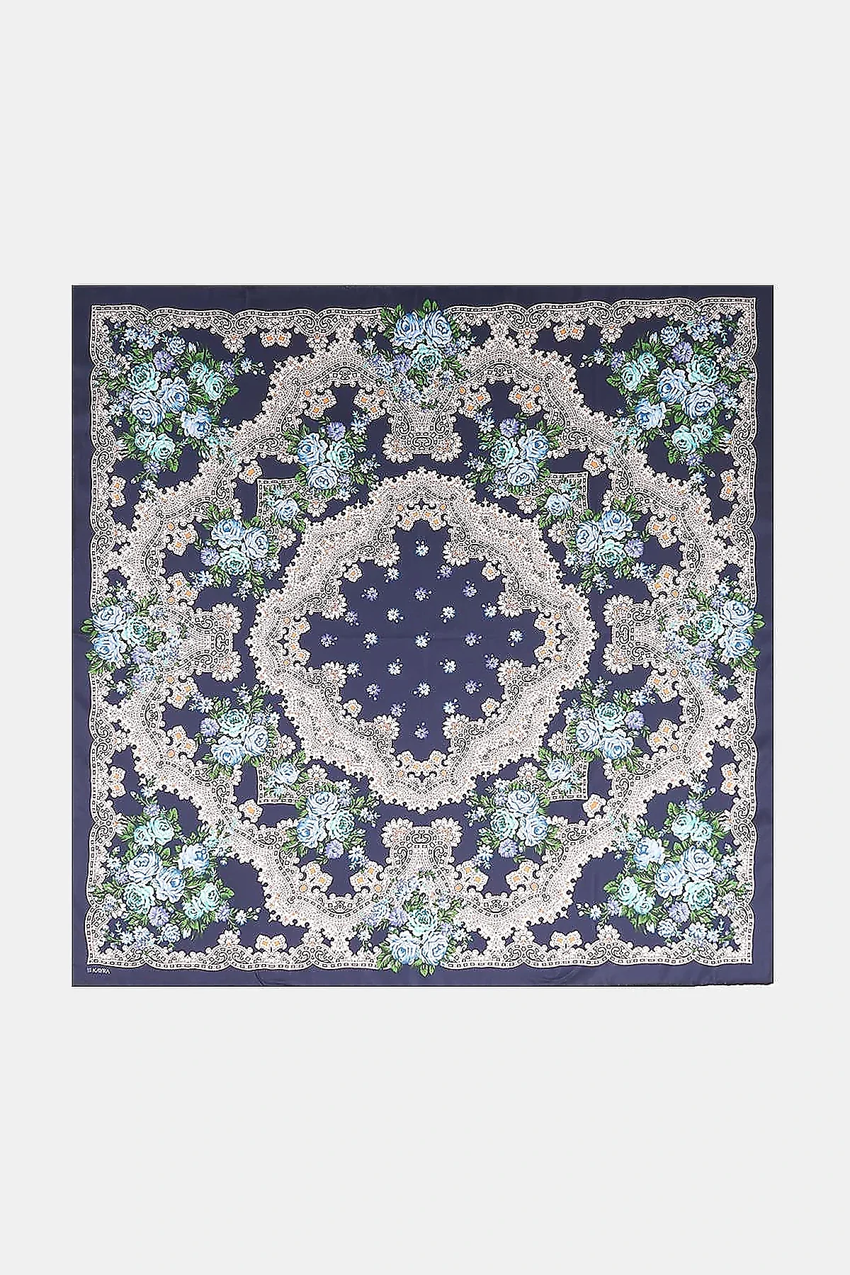 Retro Rose Scarf Navy Blue