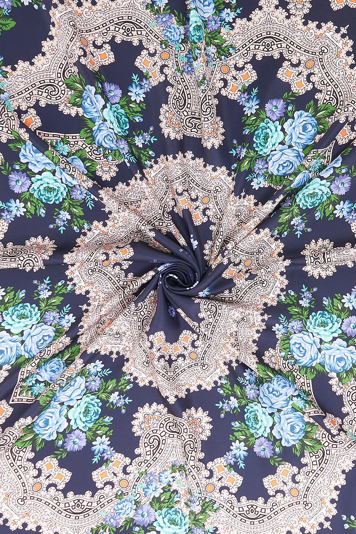 Retro Rose Scarf Navy Blue