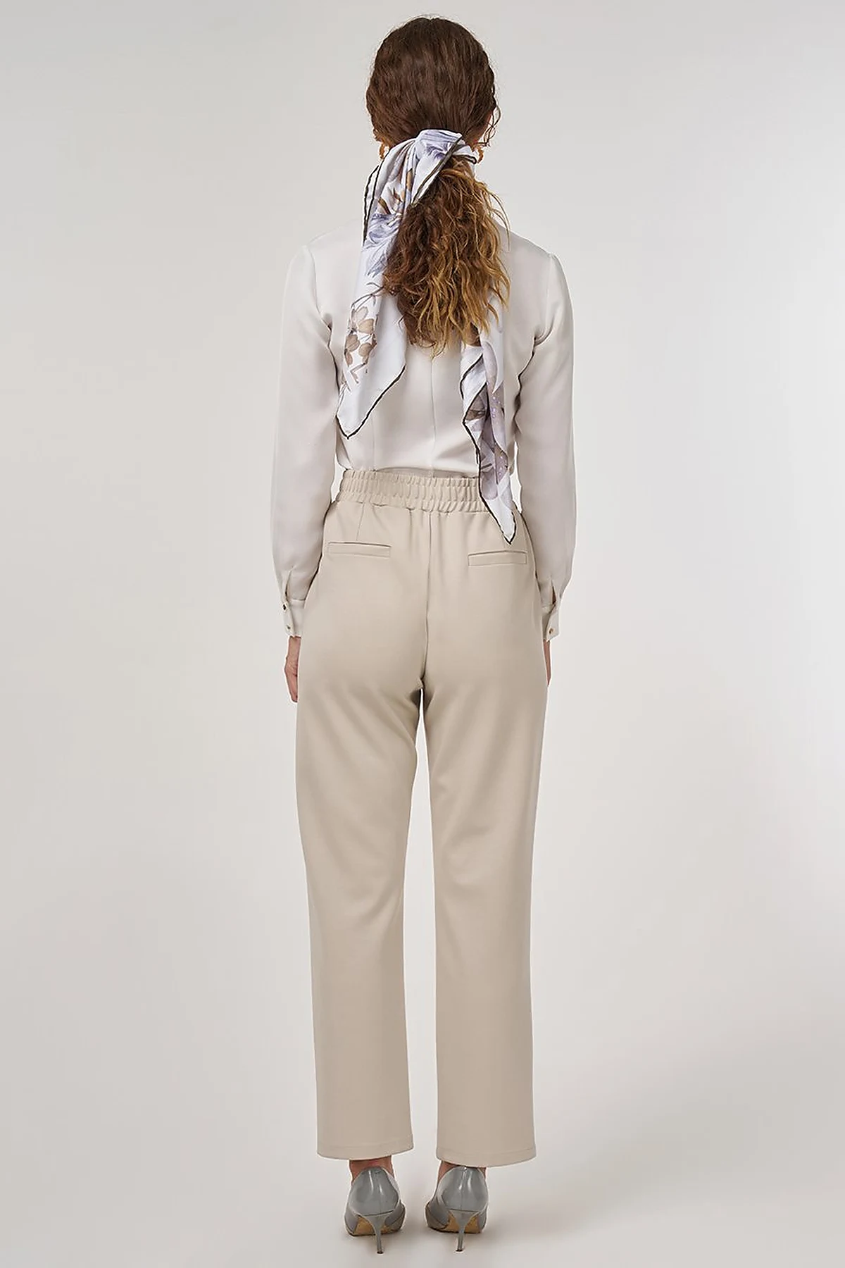 Metal-Buckled Straight-Leg Pants Stone