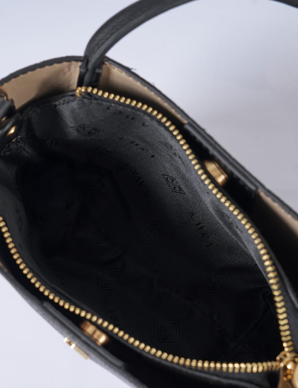 Faux Leather Small Tote Bag Black