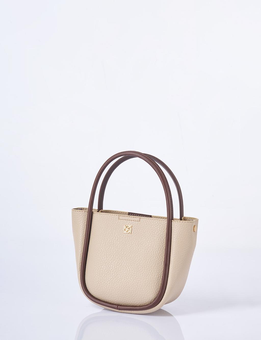 Faux Leather Small Tote Bag Mink