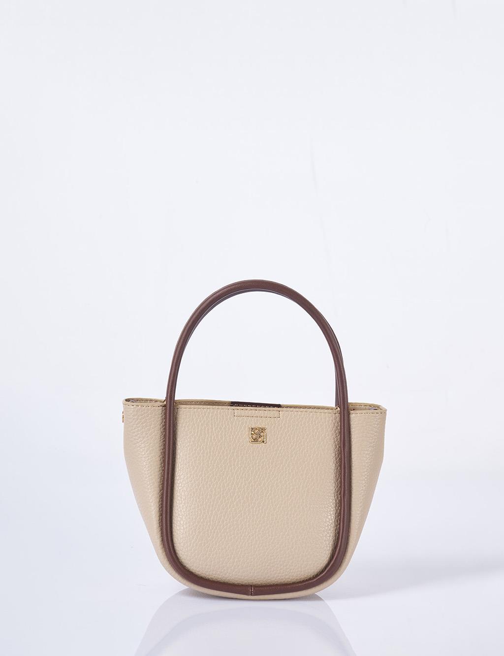 Faux Leather Small Tote Bag Mink