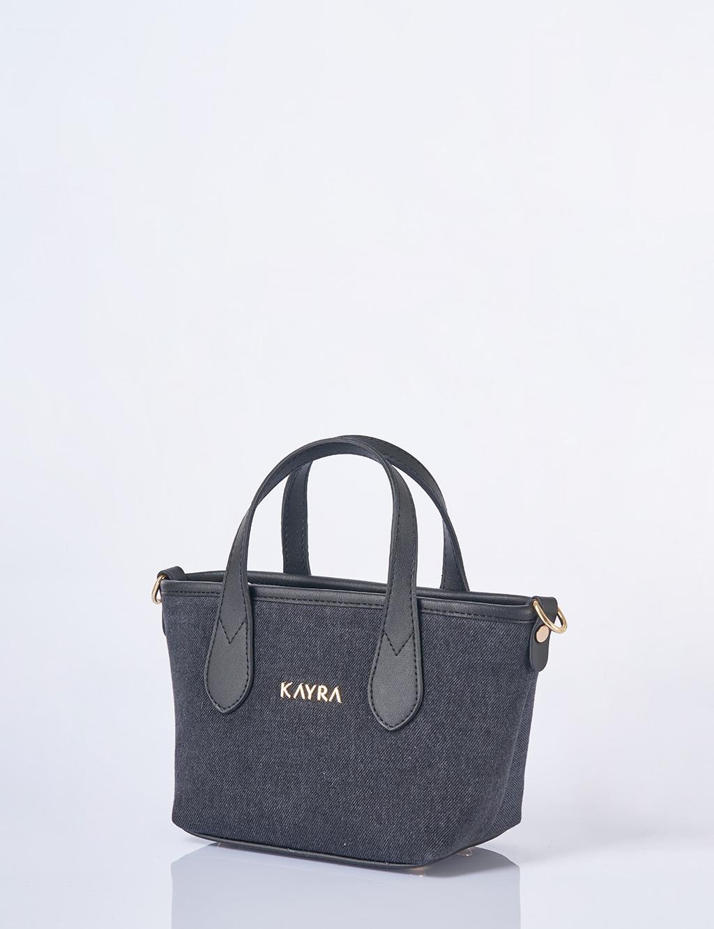 Logo Detailed Denim Bag Anthracite