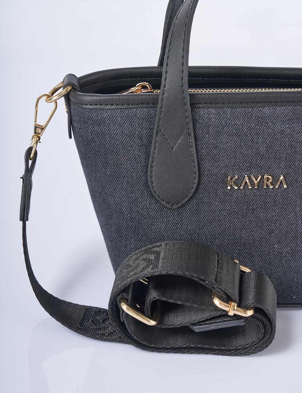 Logo Detailed Denim Bag Anthracite