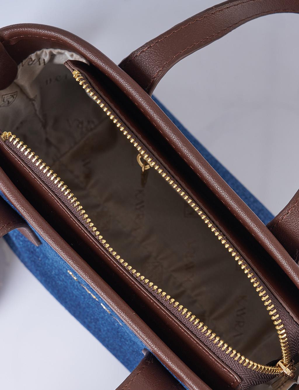 Logo Detailed Denim Bag Navy Blue