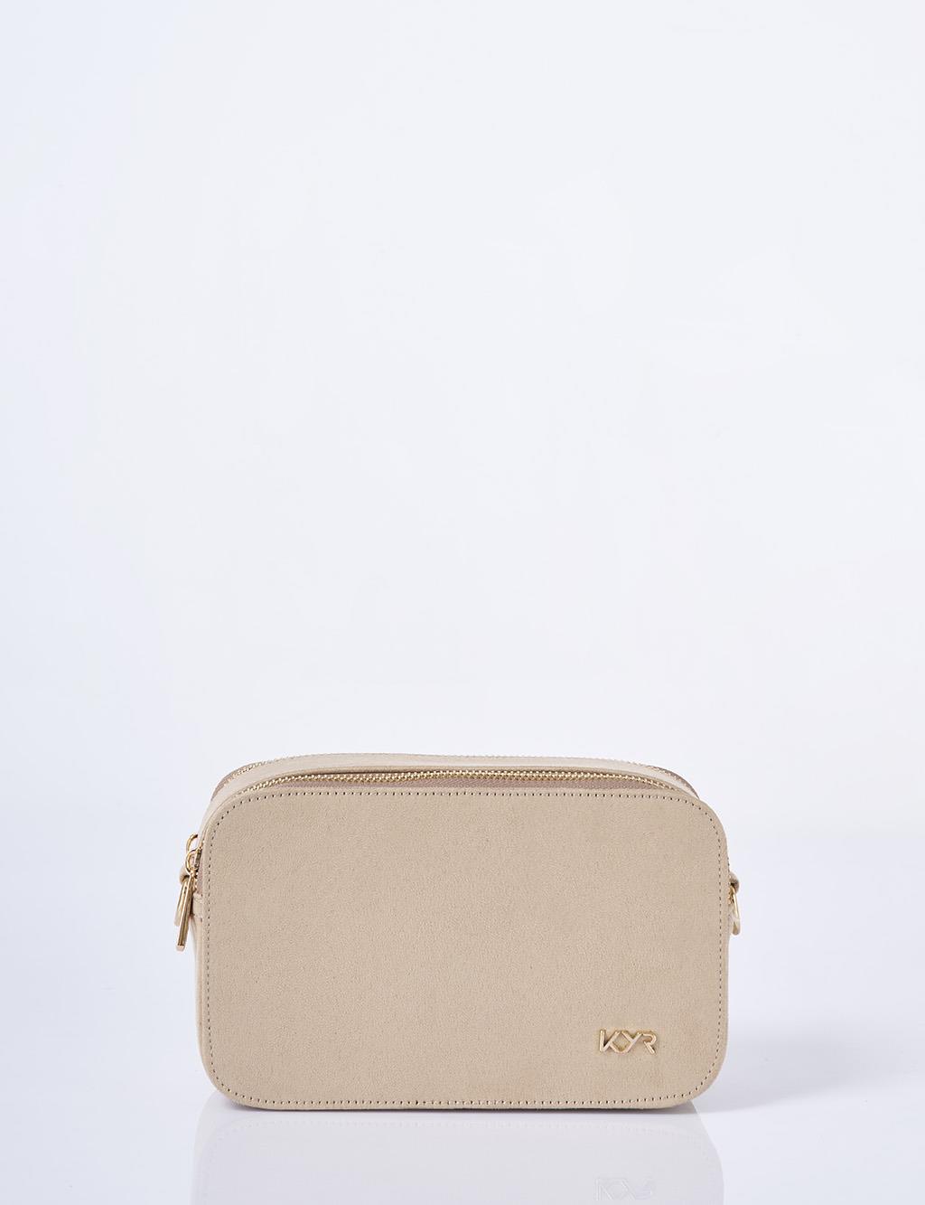 Logo Detailed Suede Bag Mink 