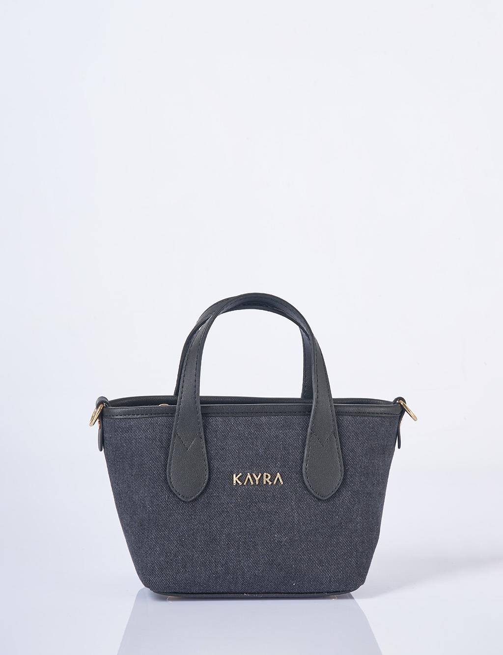 Logo Detailed Denim Bag Anthracite