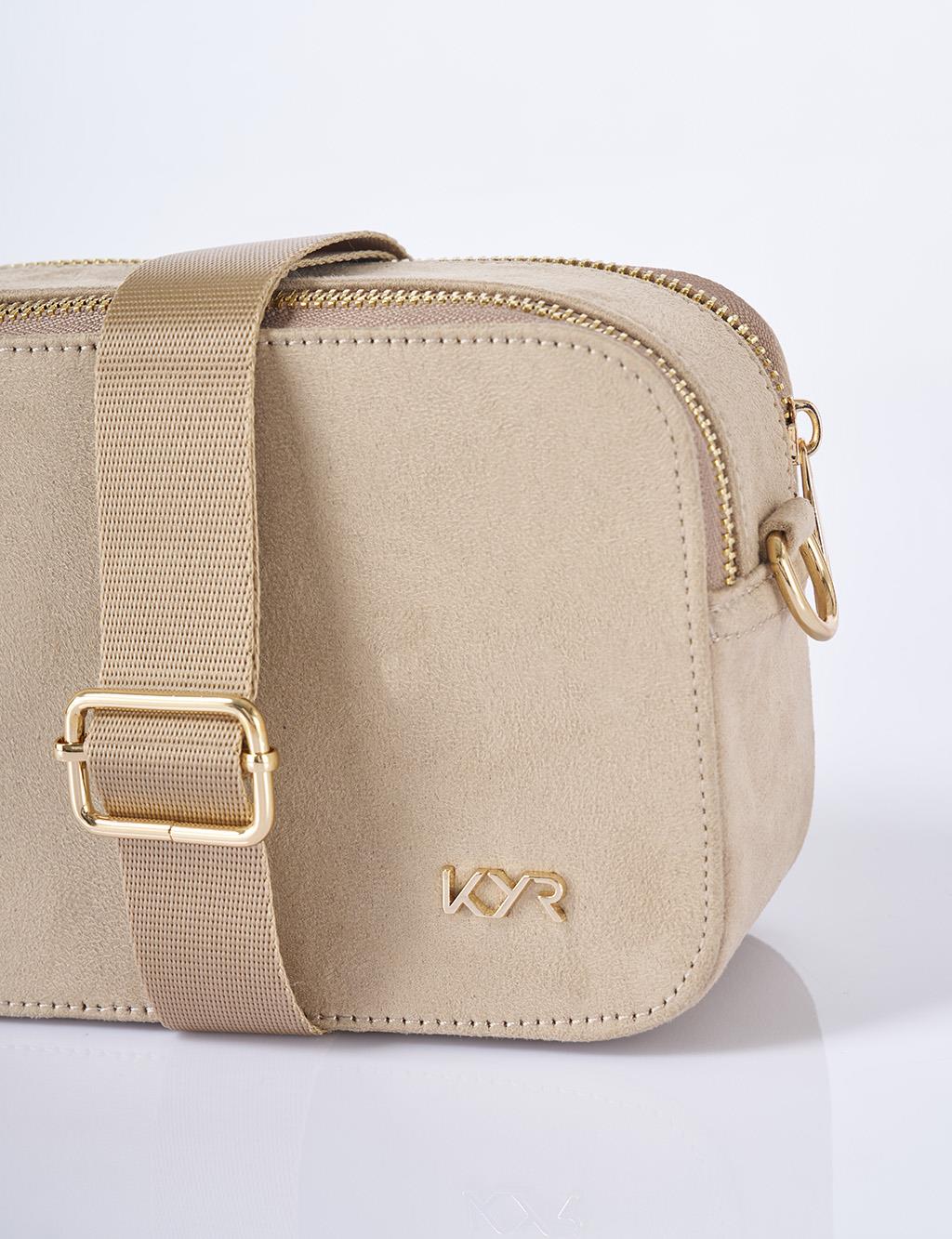 Logo Detailed Suede Bag Mink 