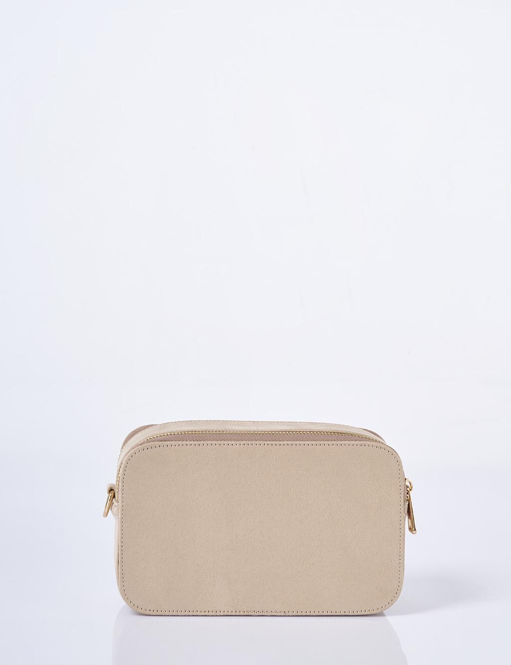 Logo Detailed Suede Bag Mink 