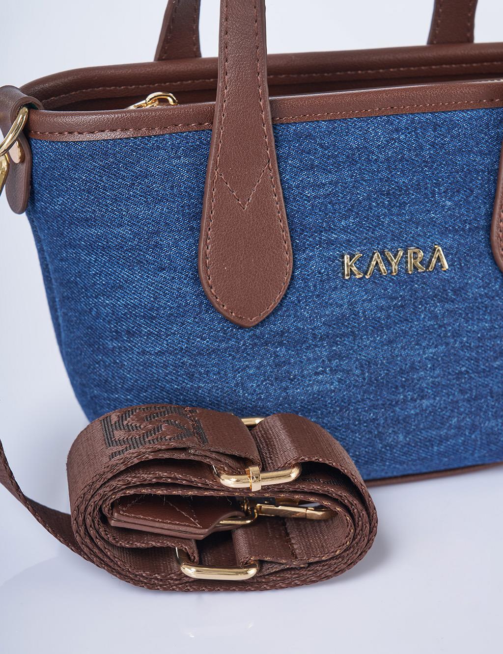 Logo Detailed Denim Bag Navy Blue