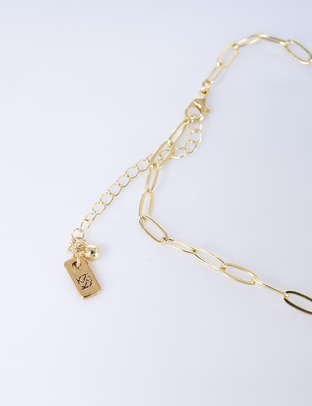 Shiny Stone Chain Necklace Optic White