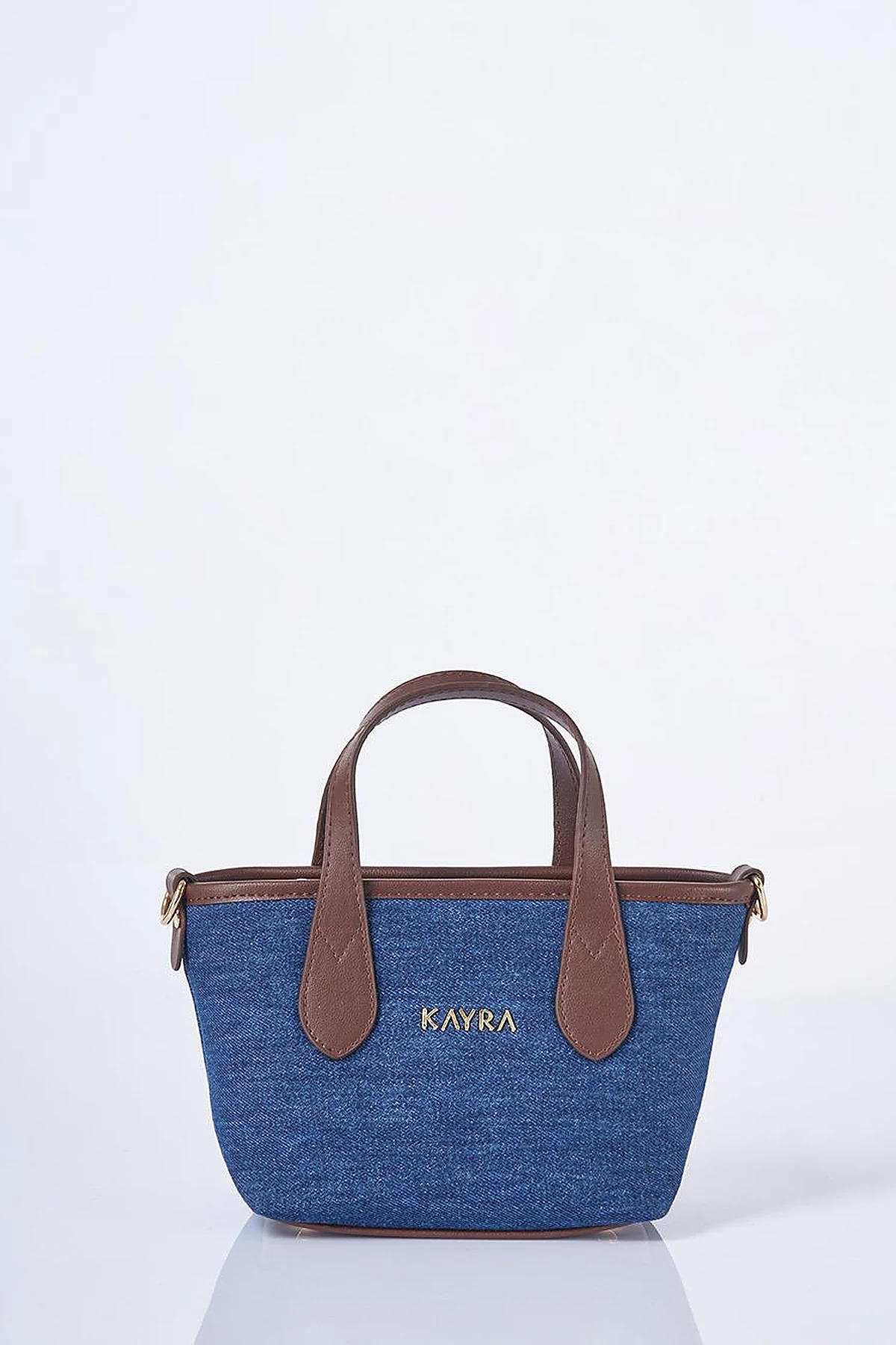 Logo Detailed Denim Bag Navy Blue