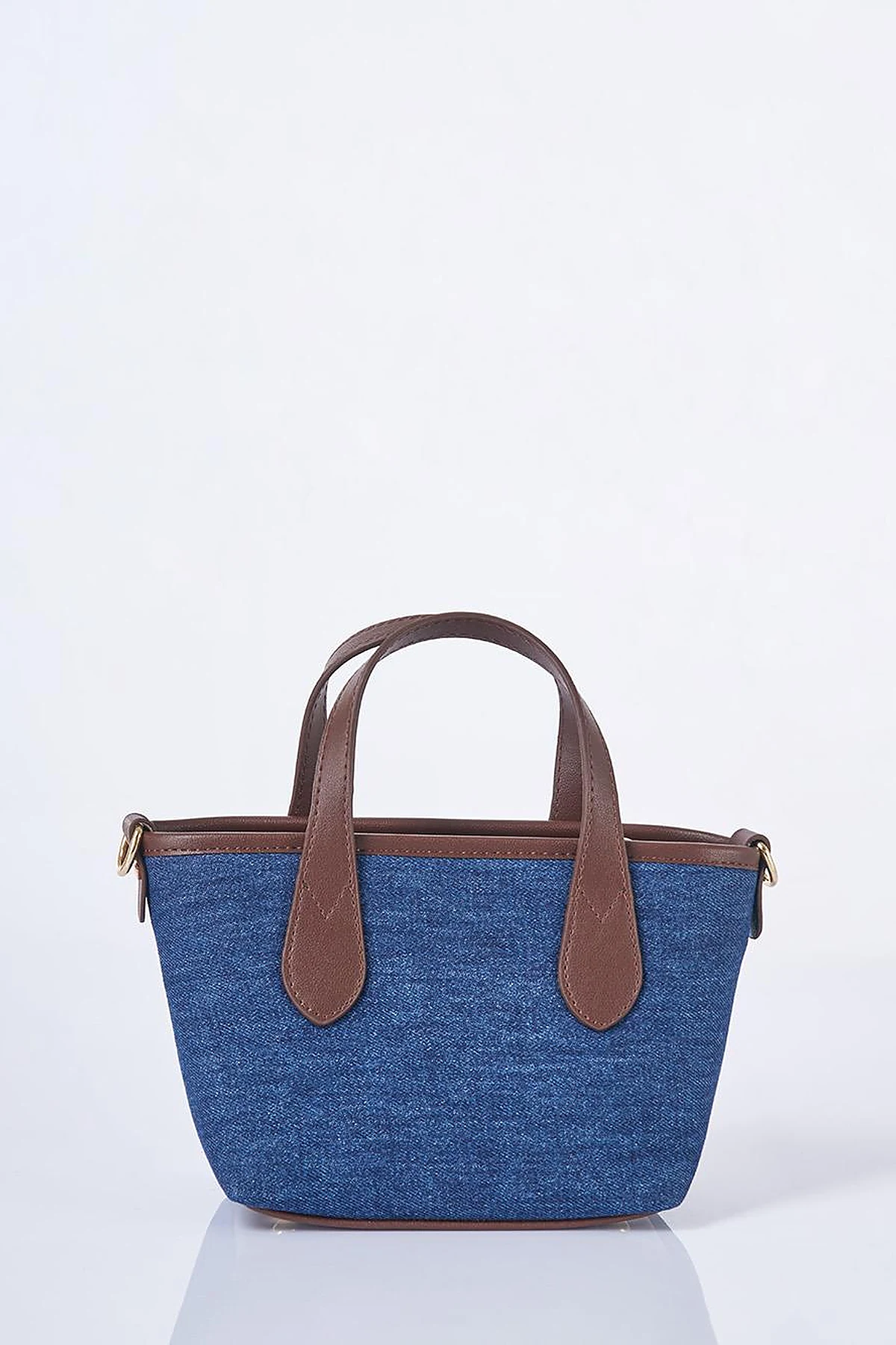 Logo Detailed Denim Bag Navy Blue
