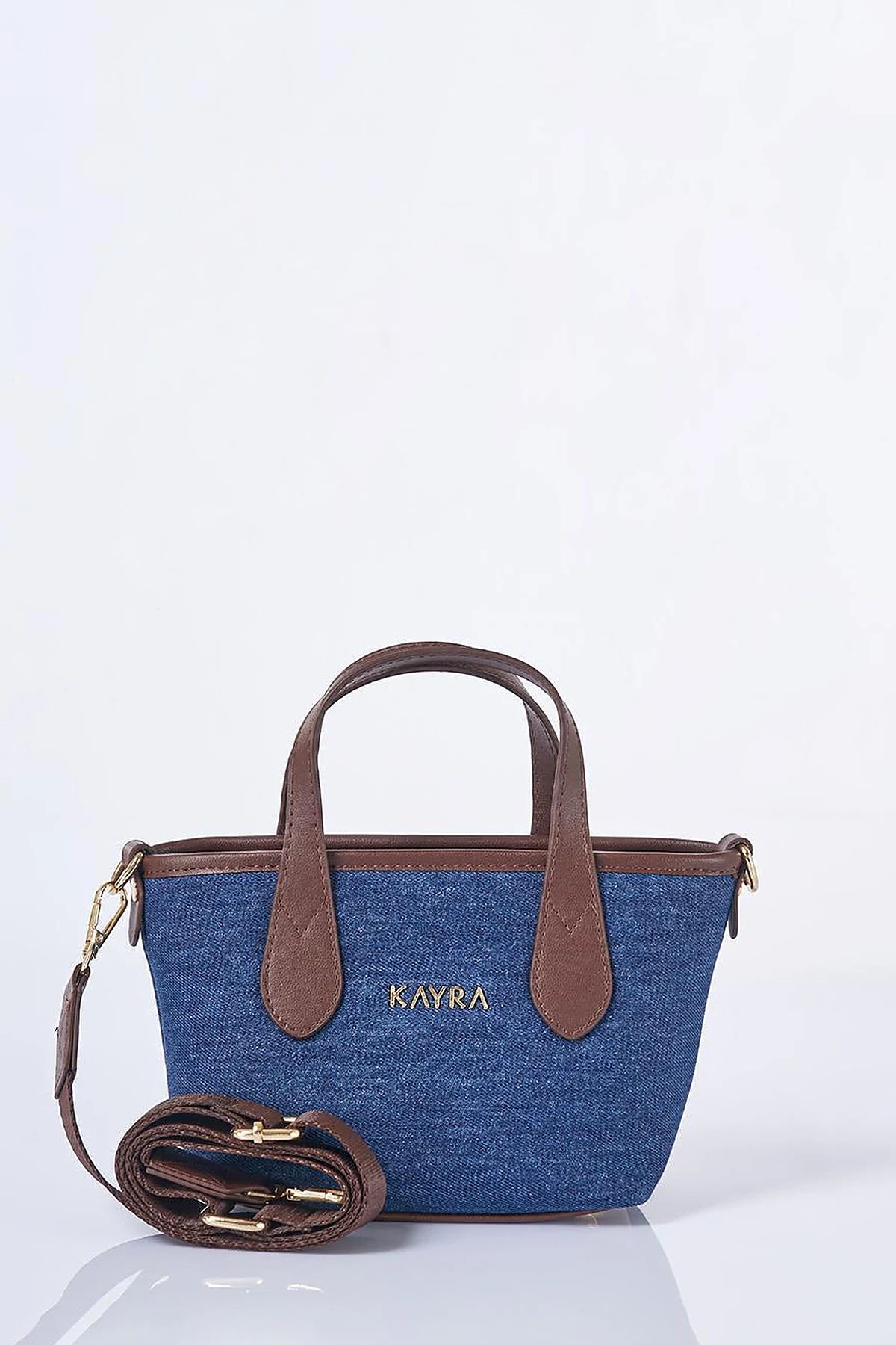 Logo Detailed Denim Bag Navy Blue