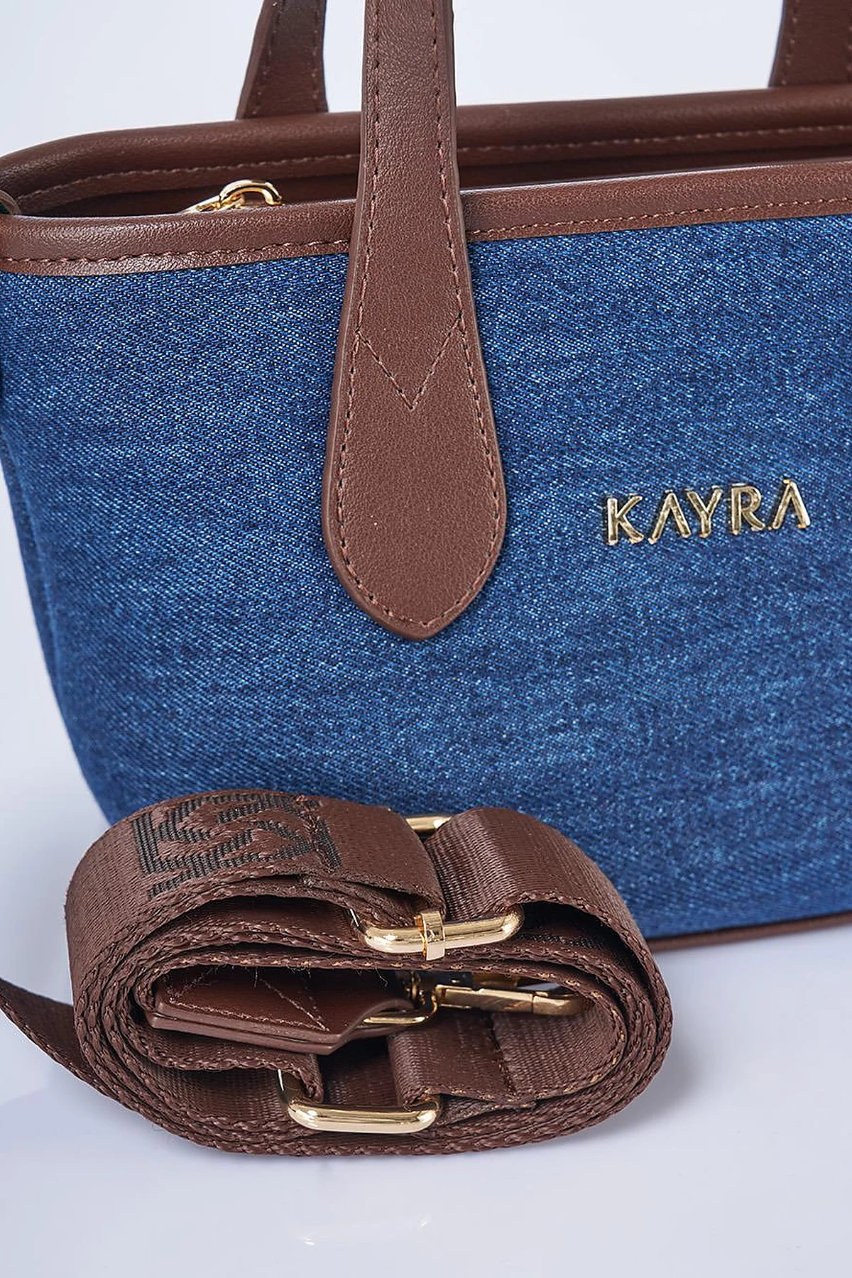 Logo Detailed Denim Bag Navy Blue