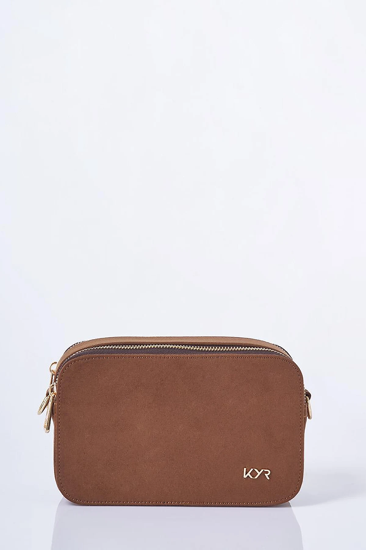 Logo Detailed Suede Bag Bitter Coffee