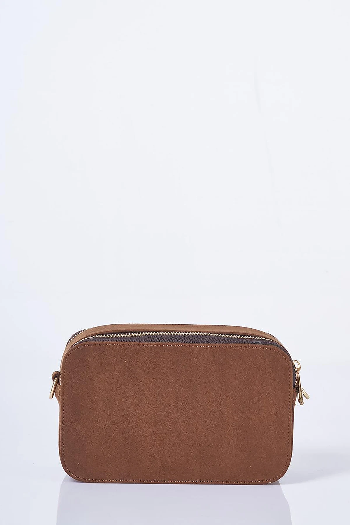 Logo Detailed Suede Bag Bitter Coffee