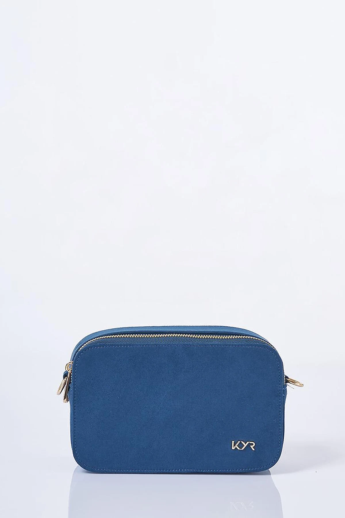 Logo Detailed Suede Bag Navy Blue