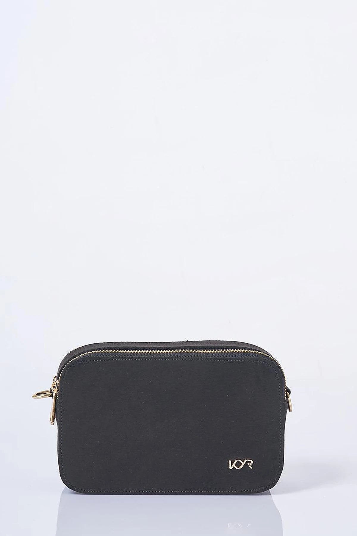 Logo Detailed Suede Bag Black